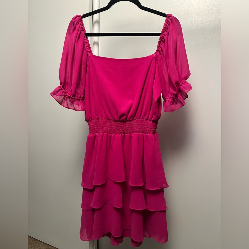 Leyden Fuchsia Ruffle Mini Dress